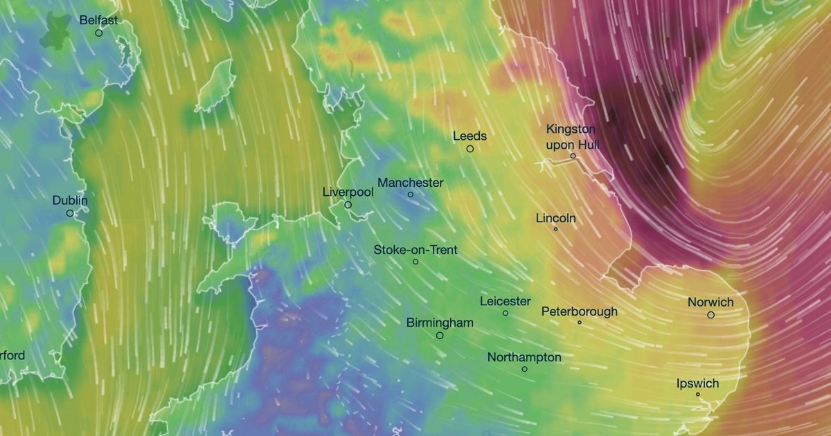 Britain forecast HUGE 99mph hurricane winds in just hours as weather maps turn terrifying purple - The Mirror
